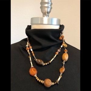 Wood & Tigers Eye Beaded Necklace